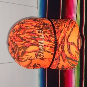Vtg Cobra Mills Blaze Orange Camo Snapback Tracker Hunting Hat Cap With Rope